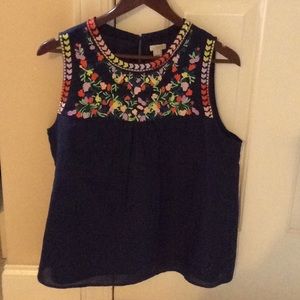 J crew embroidered linen top